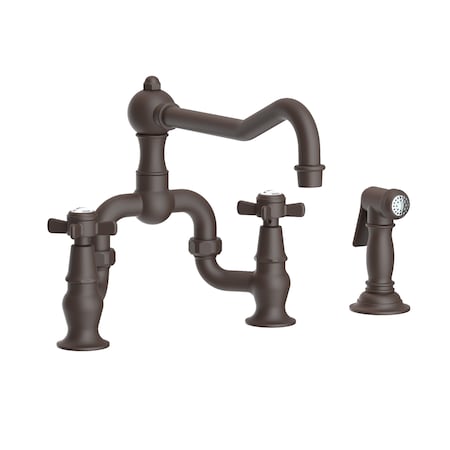 Newport Brass Kitchen Bridge Faucet With Side Spray in Oil Rubbed Bronze 9451-1-10B